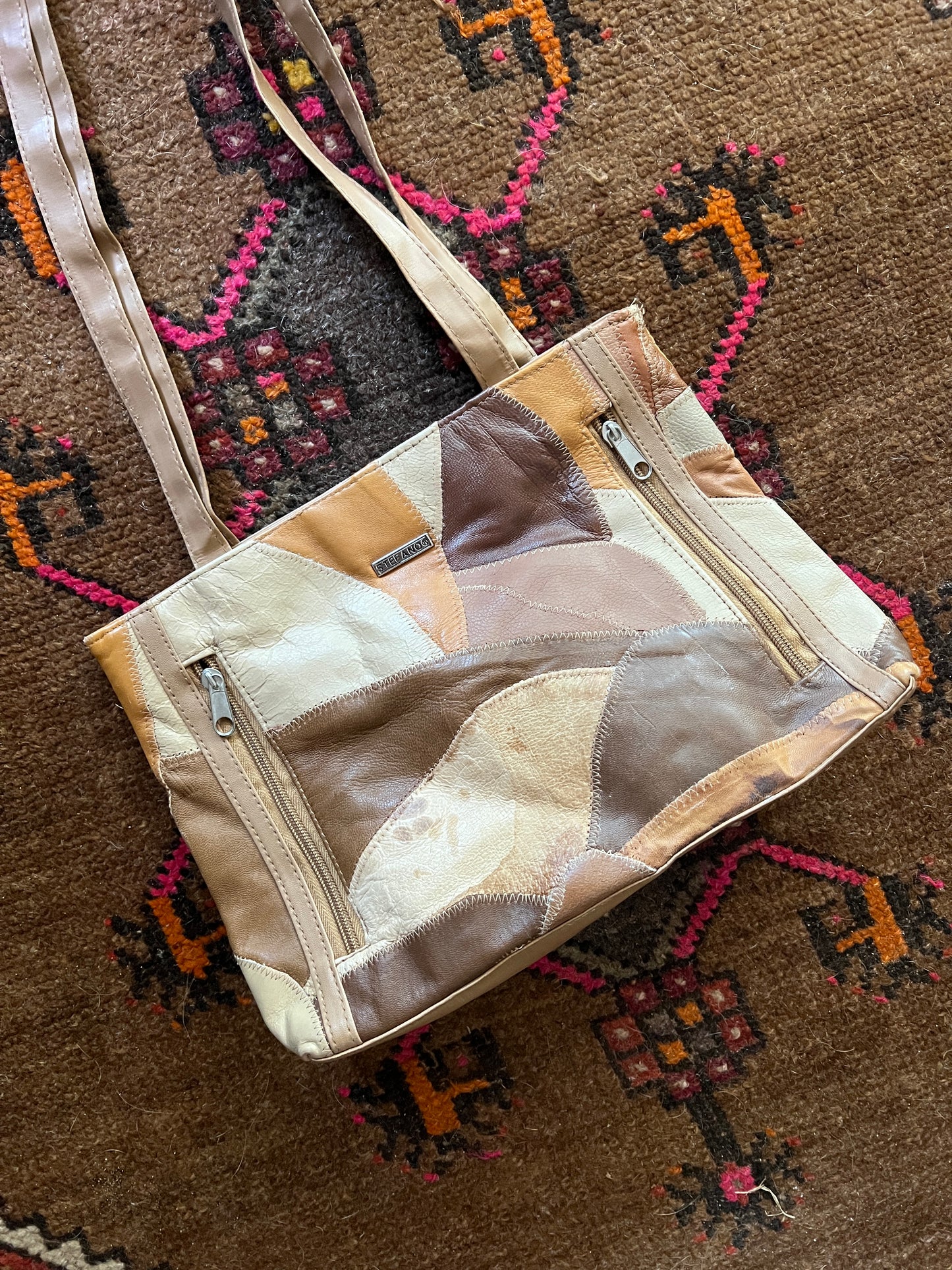 VINTAGE 90's Stefano Patchwork Leather Shoulder Bag