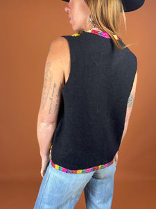 VTG 70's/80's Embroidered & Button Vest 10-12