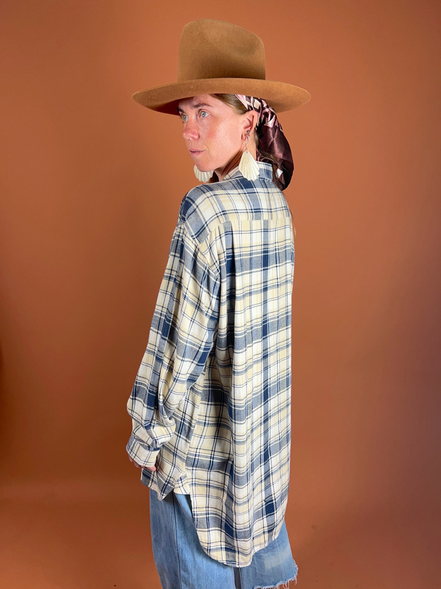 VINTAGE 70's Cotton French Workwear 1/4 Button Shirt/Tunic 14-16