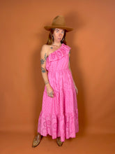 Load image into Gallery viewer, VTG 70&#39;s/80&#39;s Cotton Anglaise One Shoulder Maxi Dress 12-14