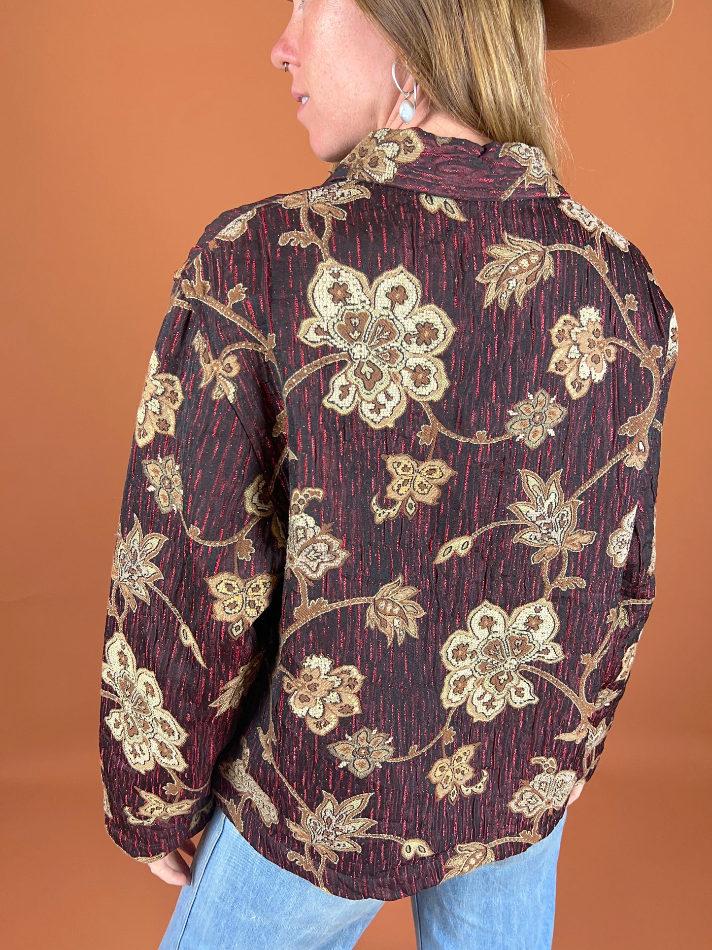 VINTAGE 80's Brocade Floral Jacket 12-14