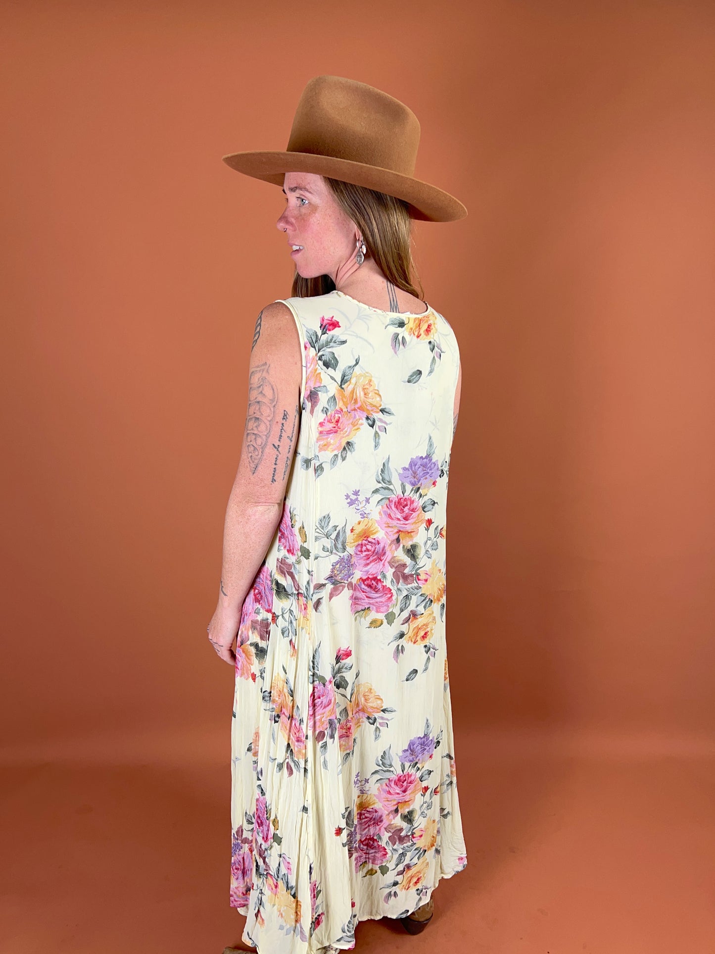 VINTAGE 90's Floral Reversible Maxi Dress 14