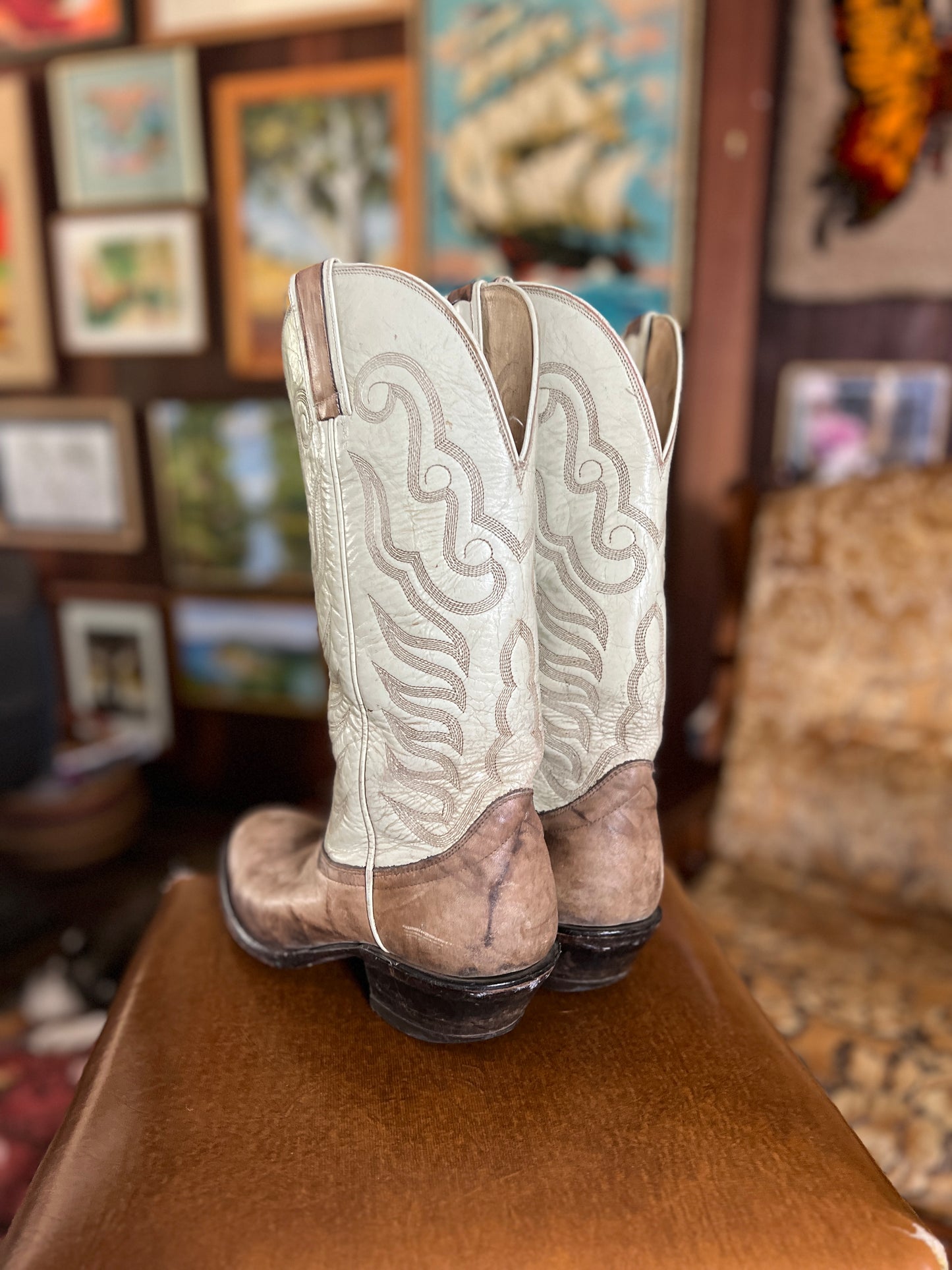 VINTAGE 70's Two Tone Cowboy Boots 9/39.5