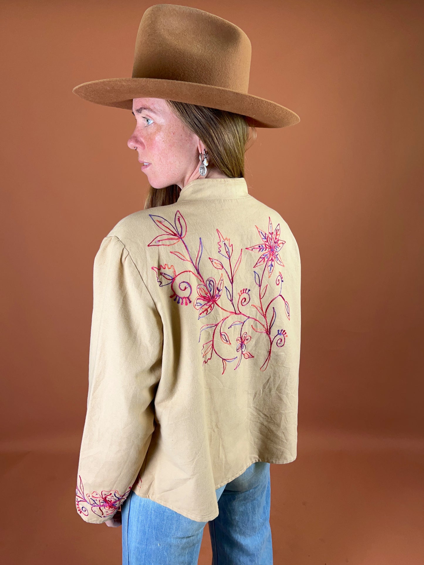 VINTAGE 70's/80's Cotton/Rayon Embroidered Jacket 14-16