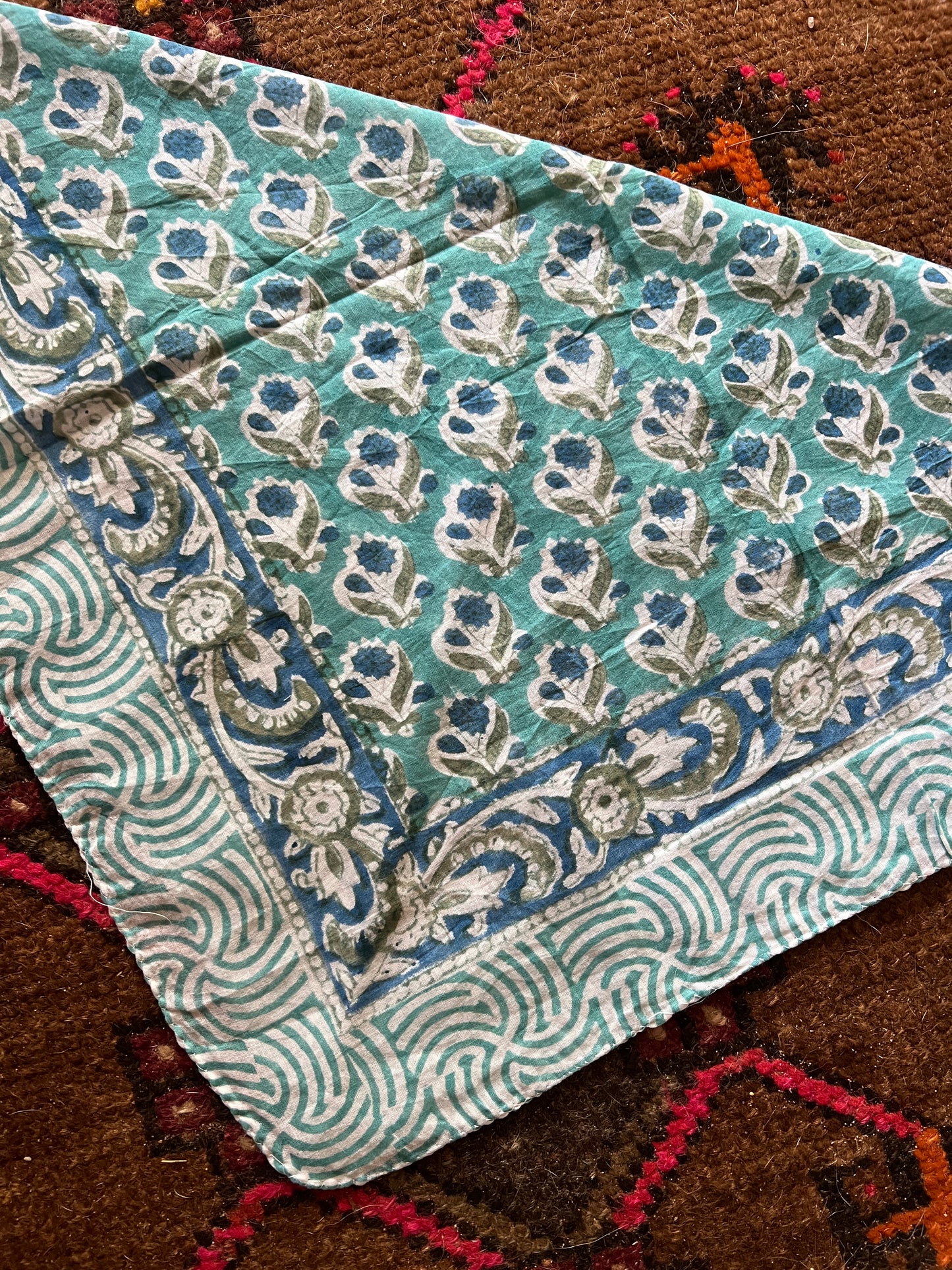 BOOTS ARE MY ROOTS Hand Dyed Green Floral Bandana