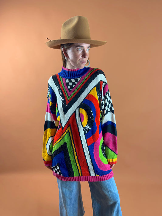 VINTAGE 80's Geometric Jumper 12