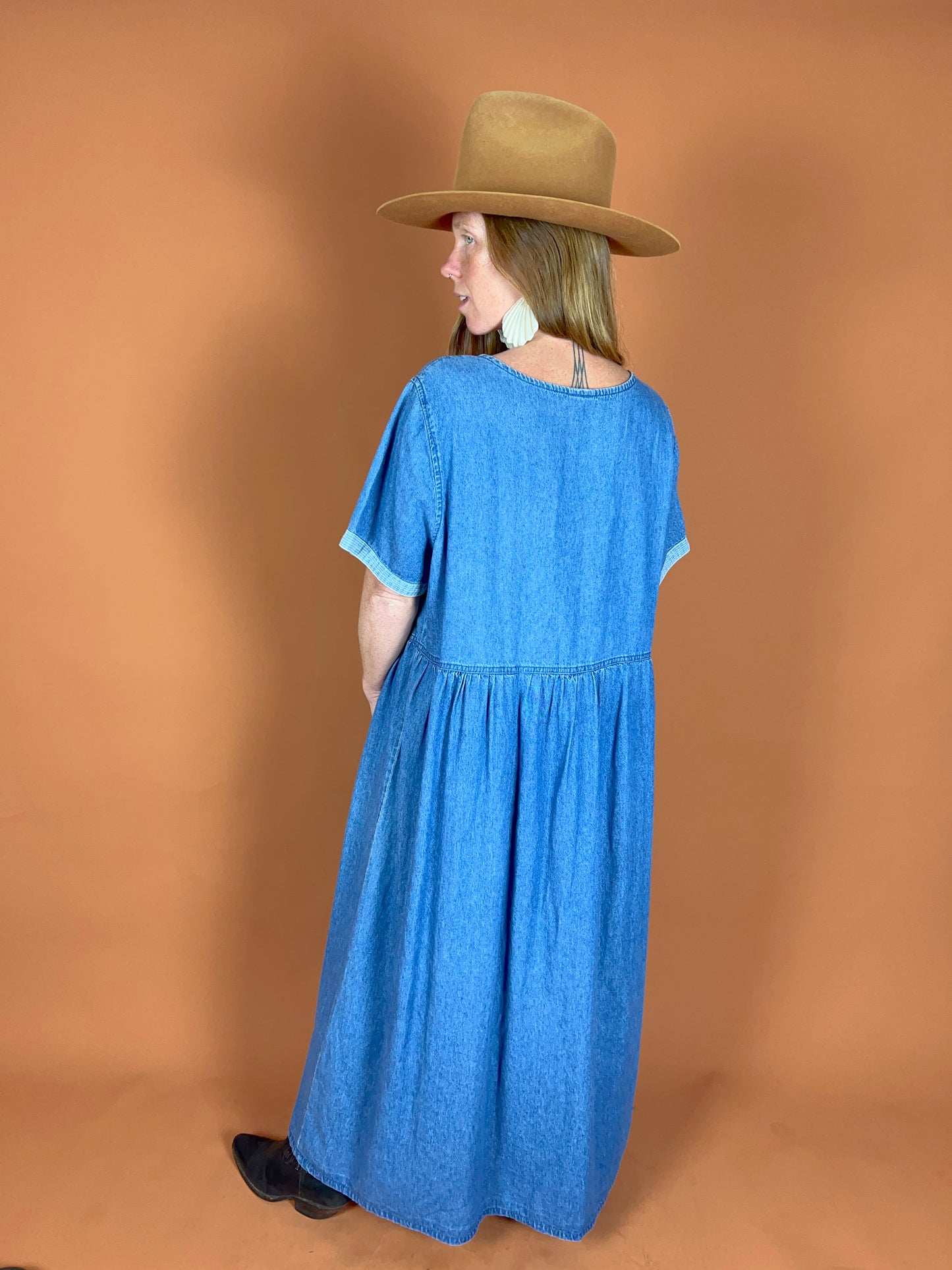 VINTAGE 90's Denim Maxi Dress 14-16