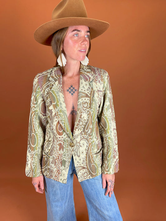 VINTAGE 70's Brocade Jacket 8-10