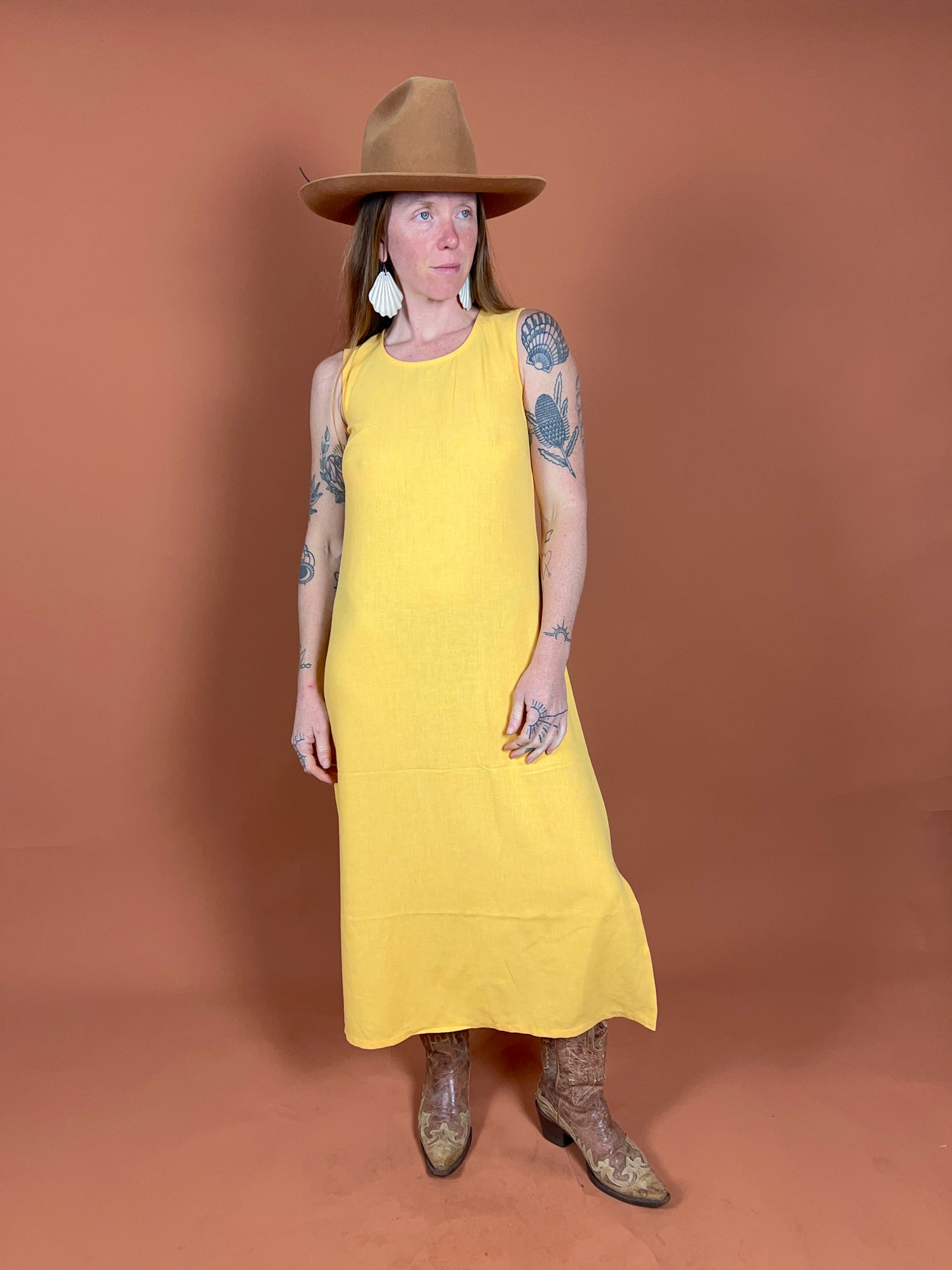 VINTAGE 90's Pastel Yellow Dress 8