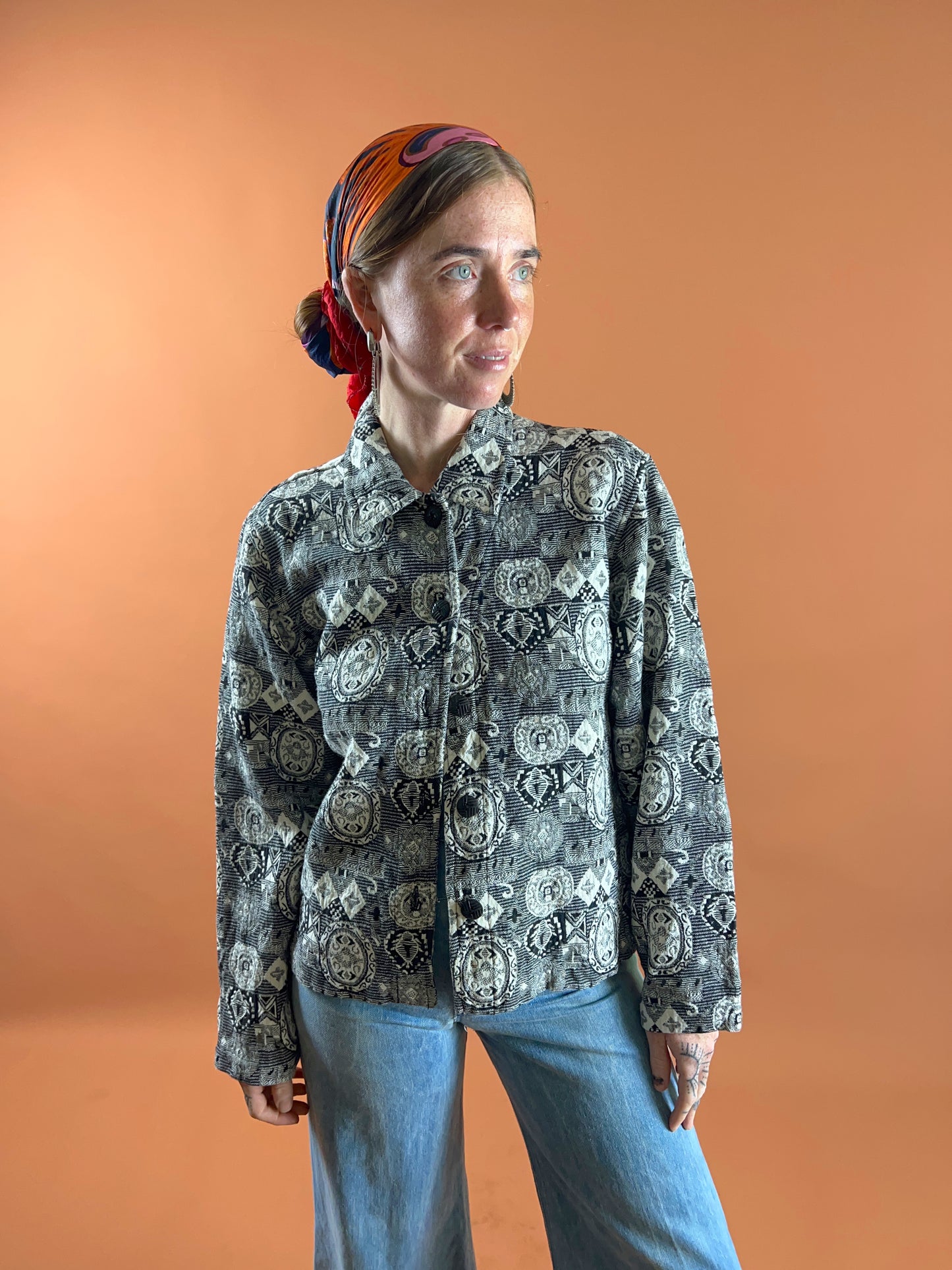 VINTAGE 80's Aztec Lightweight Jacket 8-10