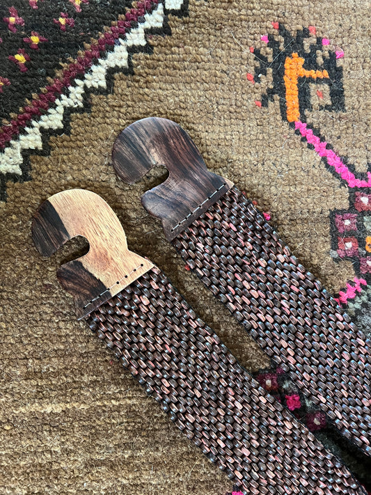 VINTAGE 70's Wooden Bead Stretch Belt 10-12