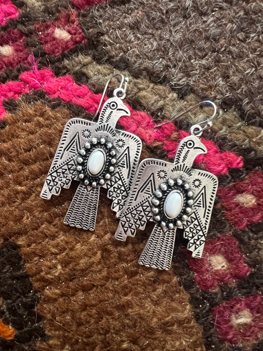 ISAC Thunderbird White Turquoise Earrings