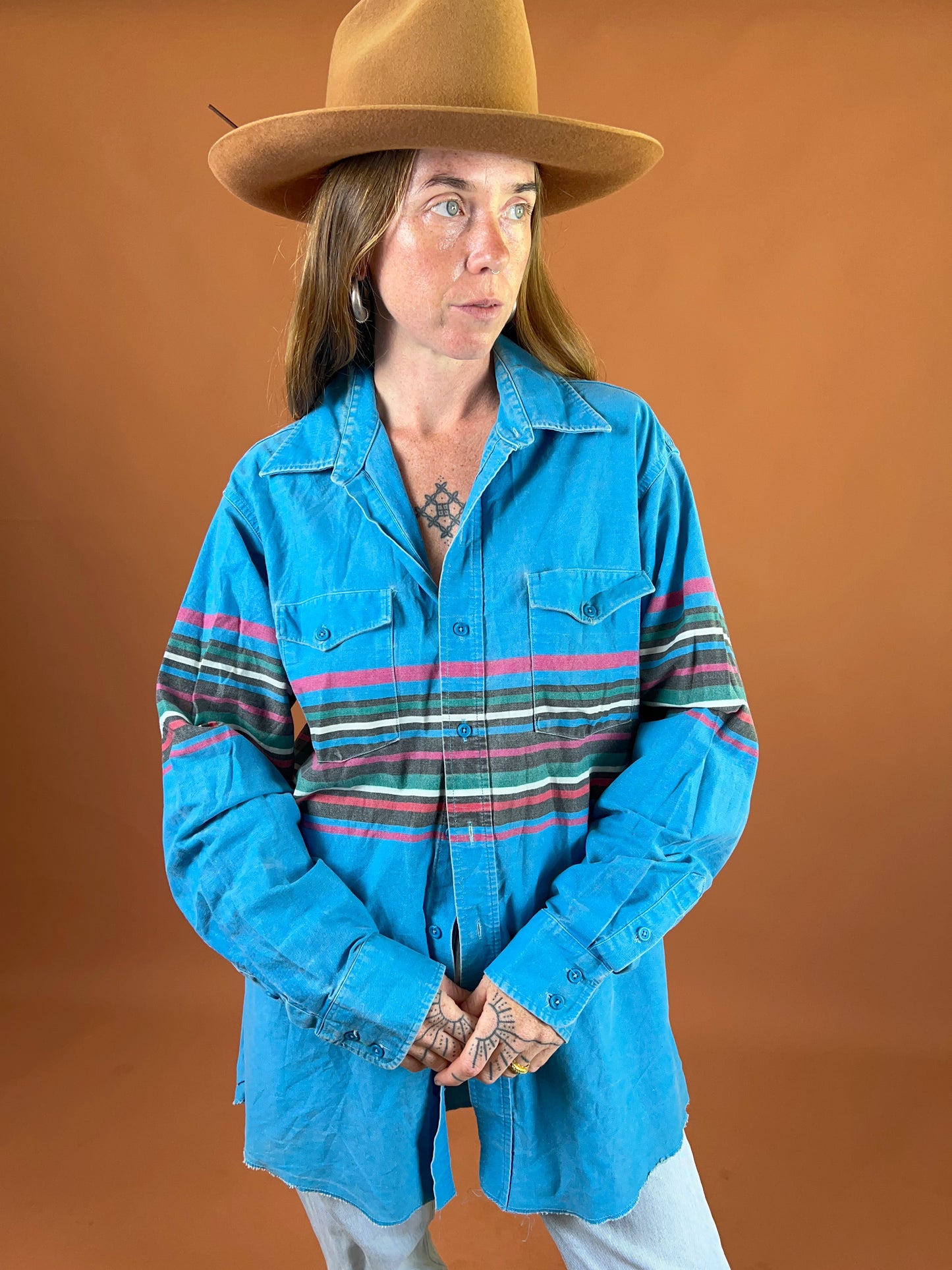 VINTAGE 90's Wrangler Denim Shirt 16