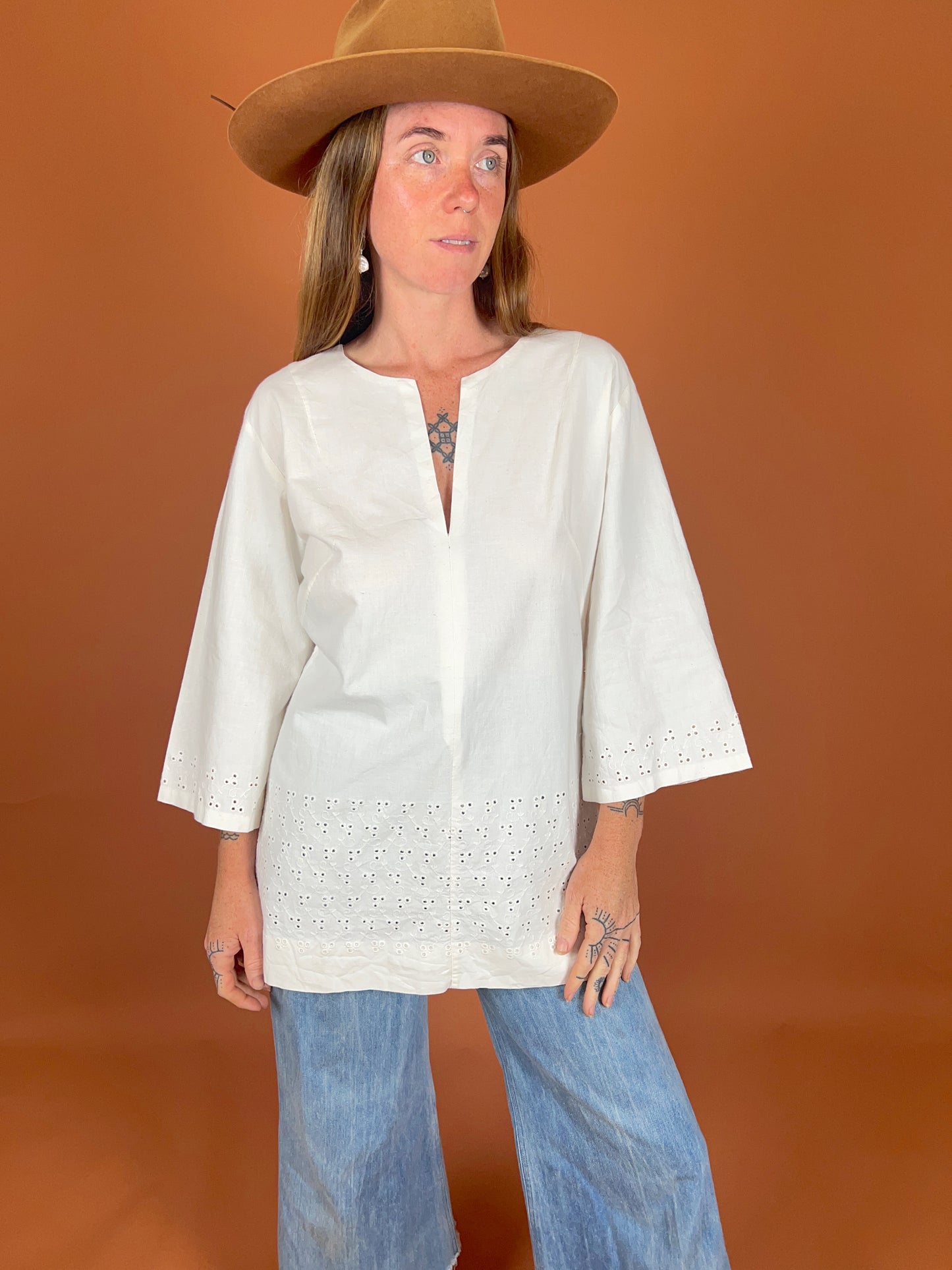 VINTAGE 70's Anglaise Blouse 10-12