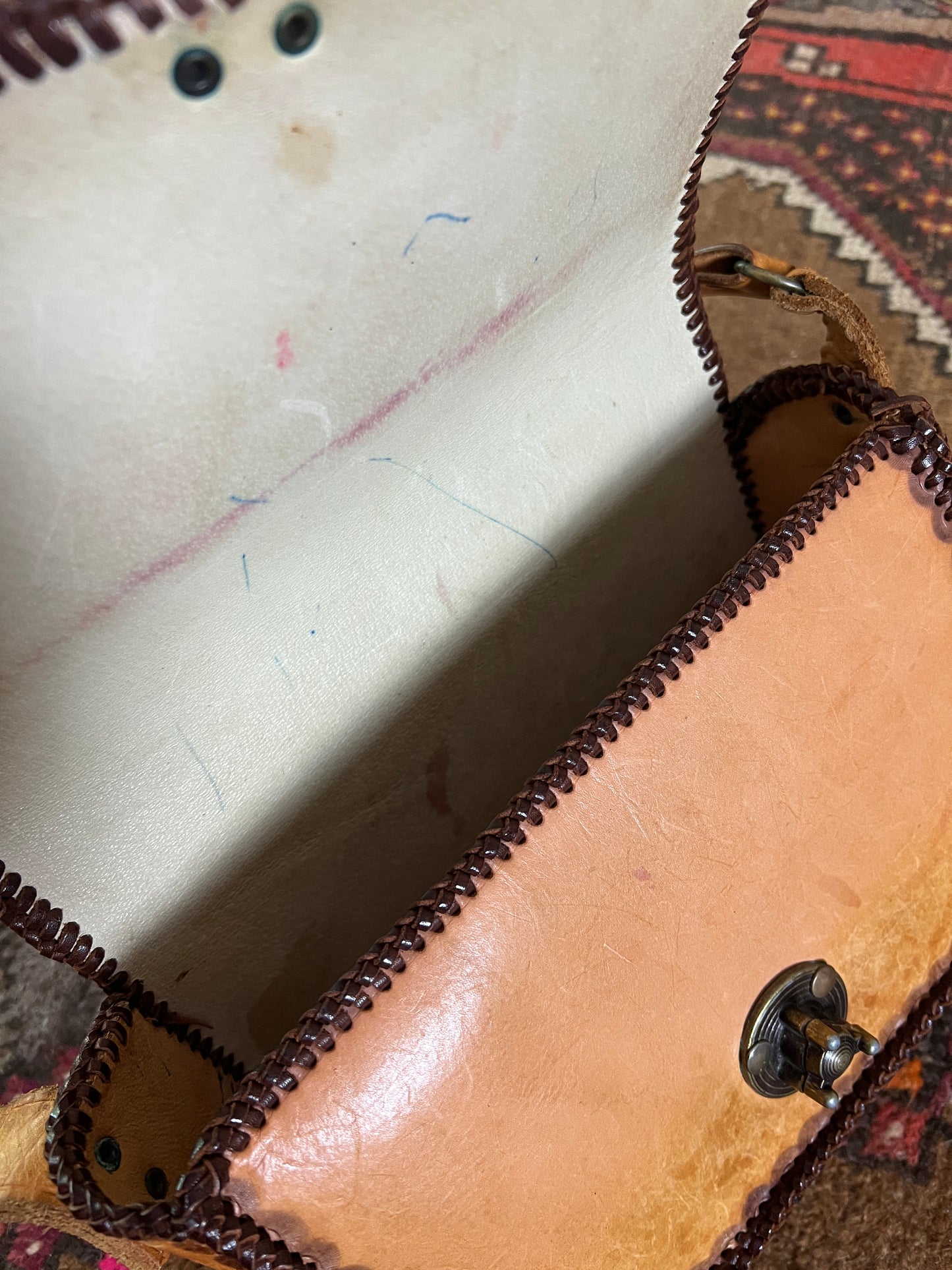 VINTAGE 70's Tooled Leather Shoulder Bag