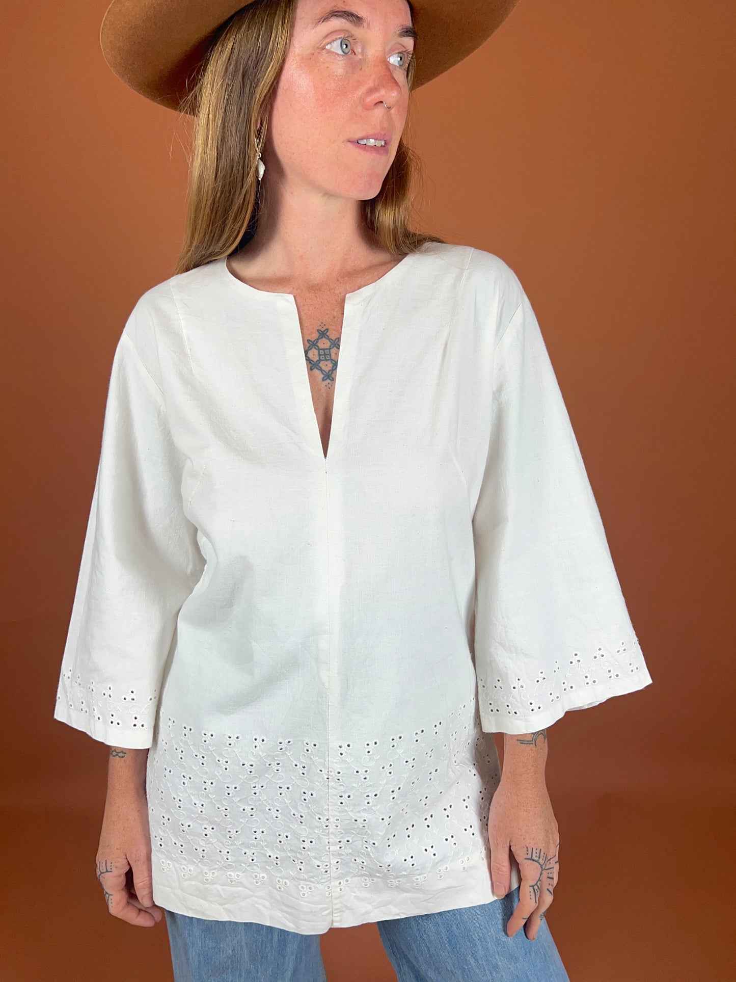 VINTAGE 70's Anglaise Blouse 10-12