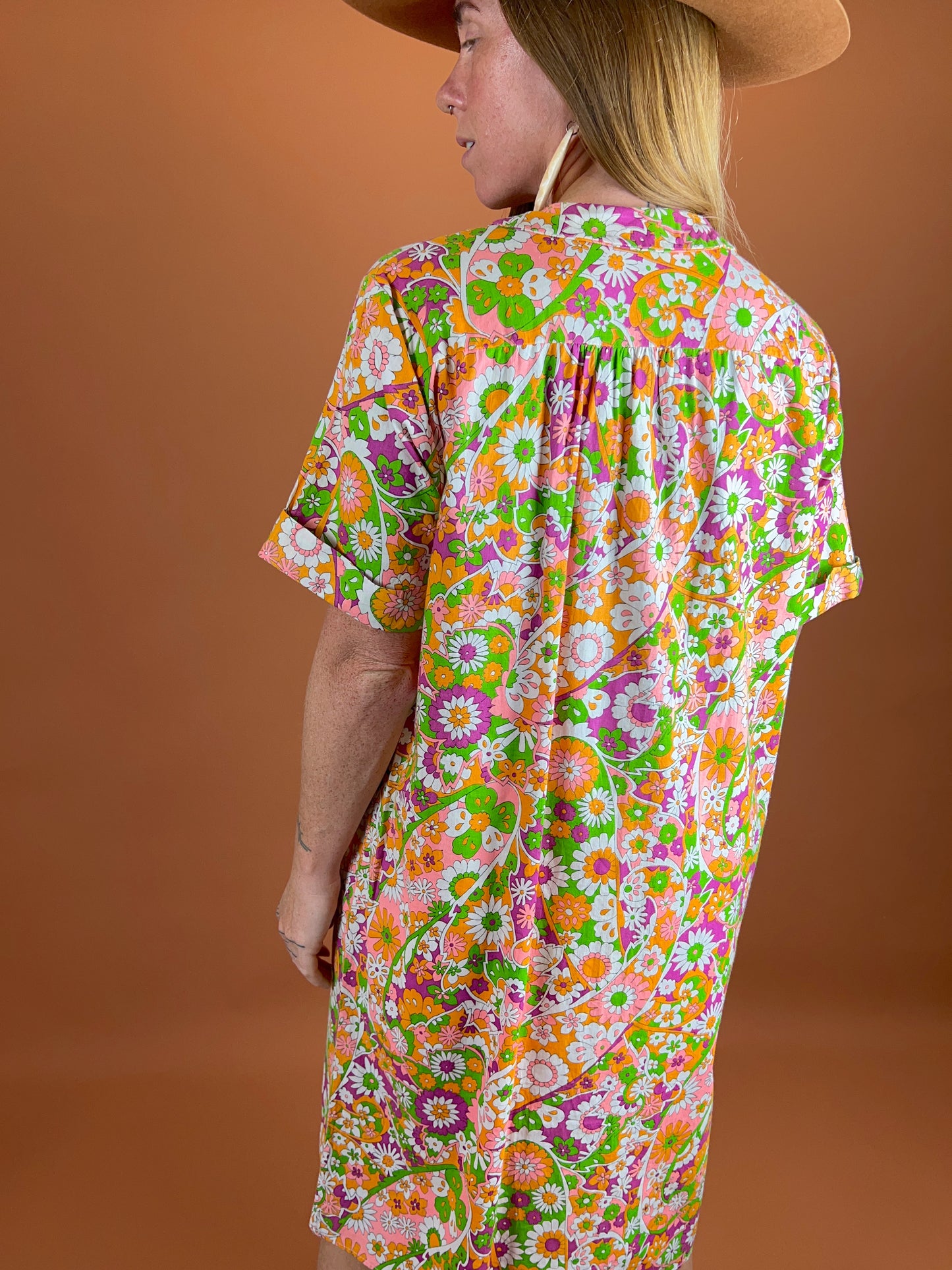 VINTAGE 60's Floral Midi Dress 14-16
