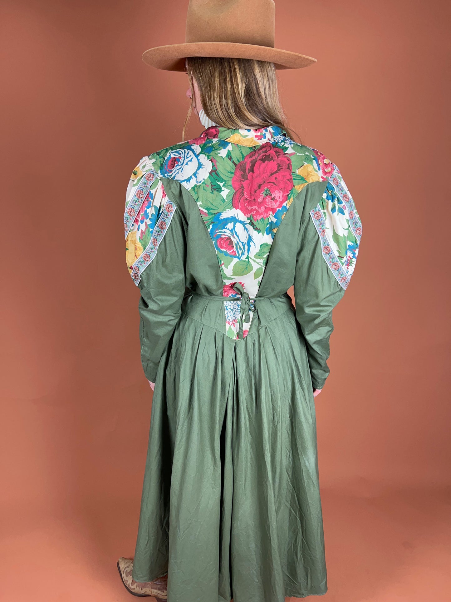 VINTAGE 80's Cotton Collared Maxi Dress 12