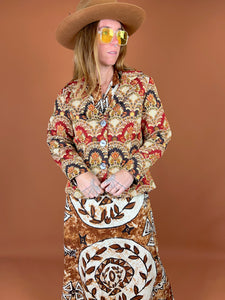 VTG 70's/80's Floral Brocade Structured Jacket 10