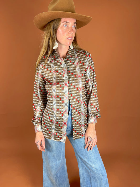 VINTAGE 70's Checkered Shirt 12