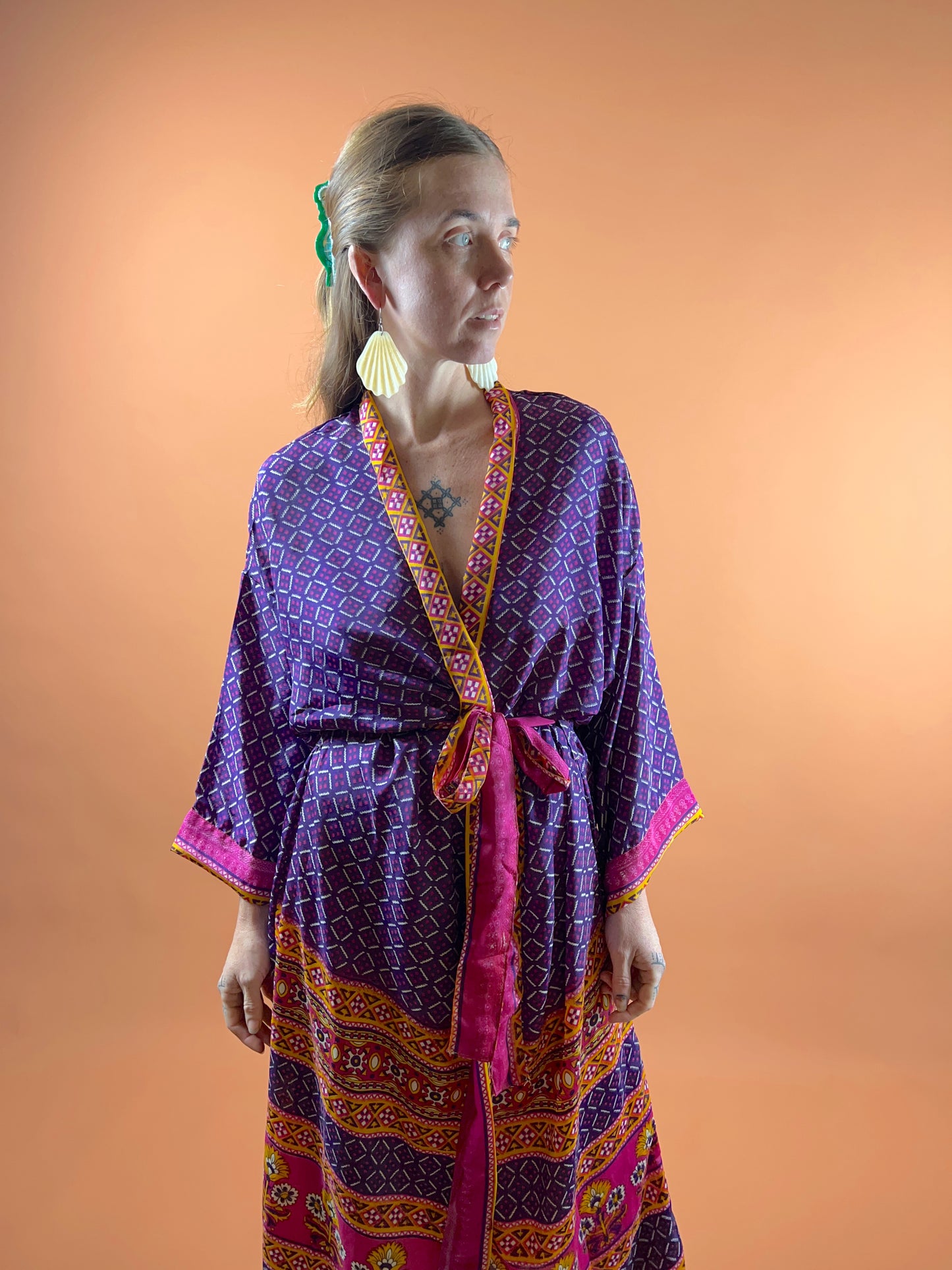 UPCYCLED Indian Silk Robe OS