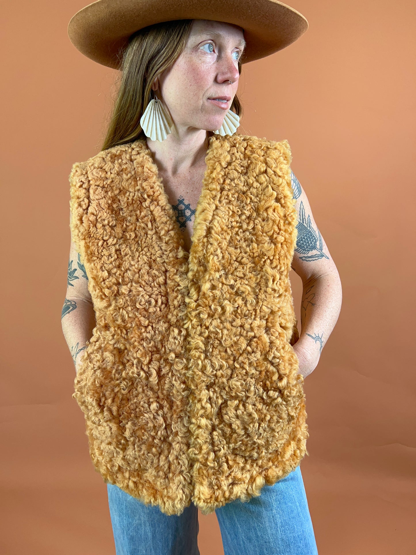 VINTAGE 70's Reversible Shearling Vest 10-12