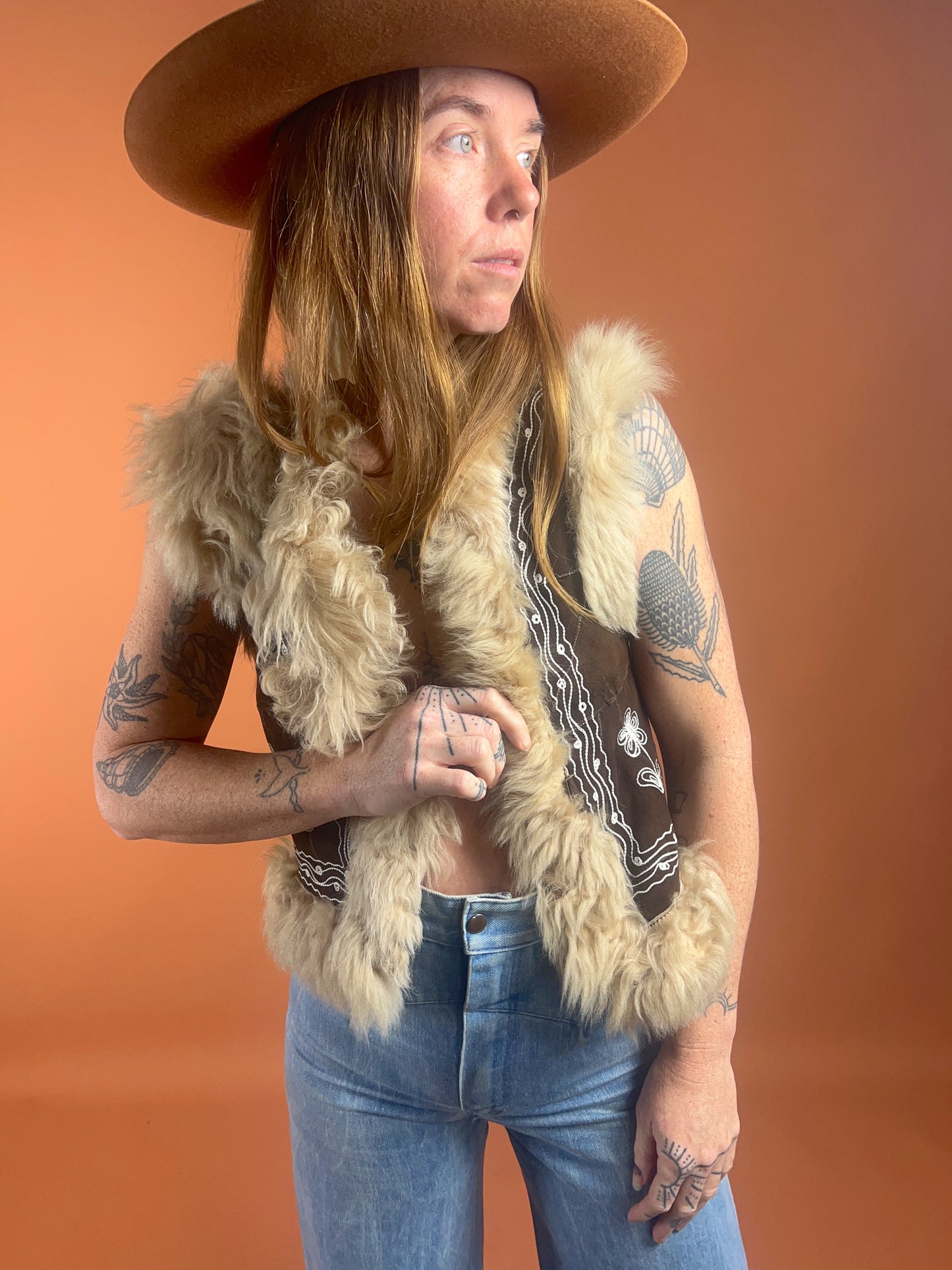 VTG 60’s Patchwork Suede Fur Vest 6