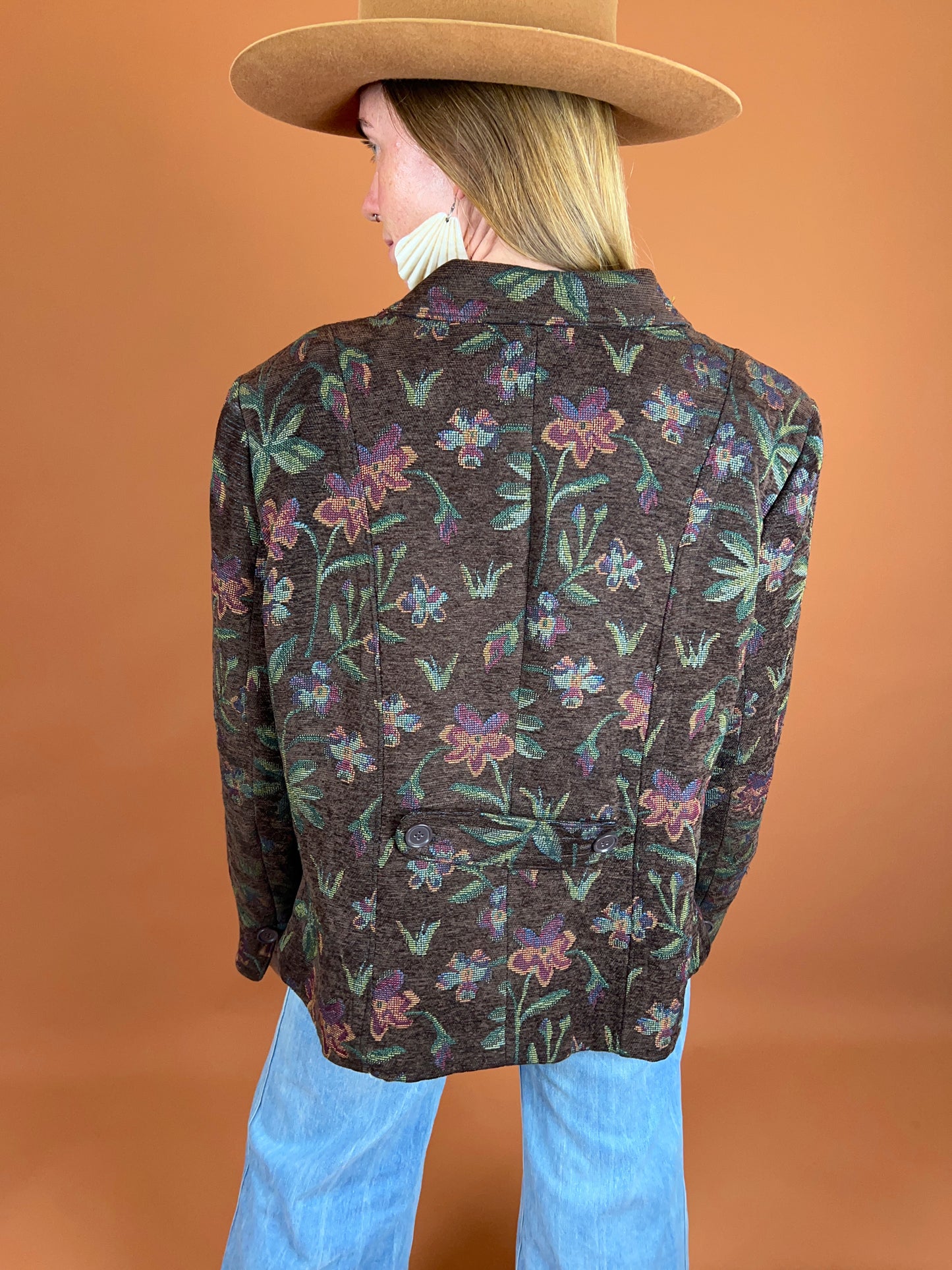 VINTAGE 80's Brocade Floral Jacket 16