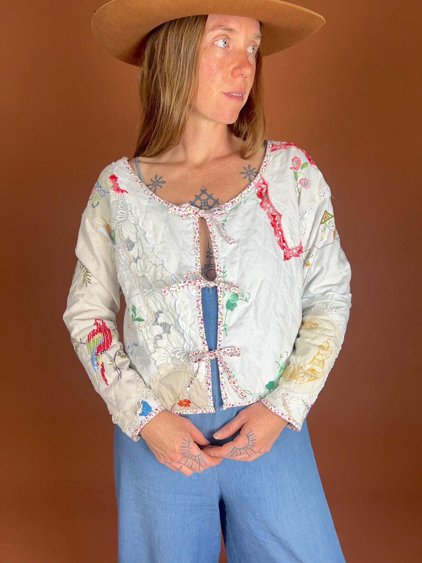 SECOND SHINE SLOW FASHION Up-Cycled Tea Towel & Tablecloth Jacket 8-12