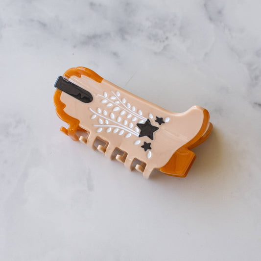 TIPOLOGY Eco Shooting Star Cowboy Boots Hair Claw Clip: Oatmeal