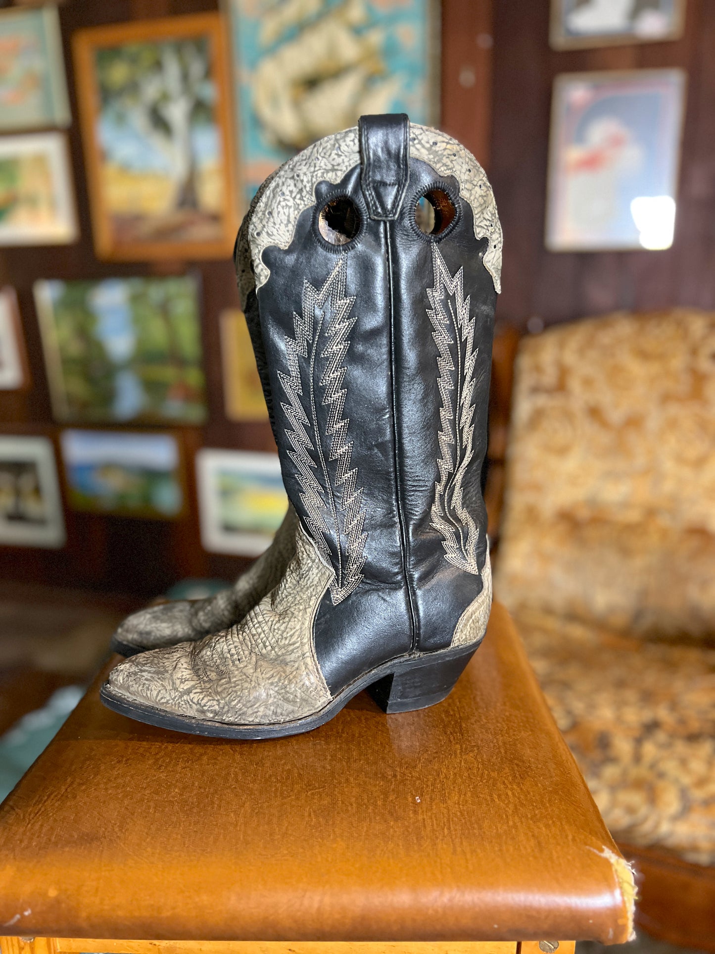 VINTAGE Two Tone Cowboy Boots 7.5/38
