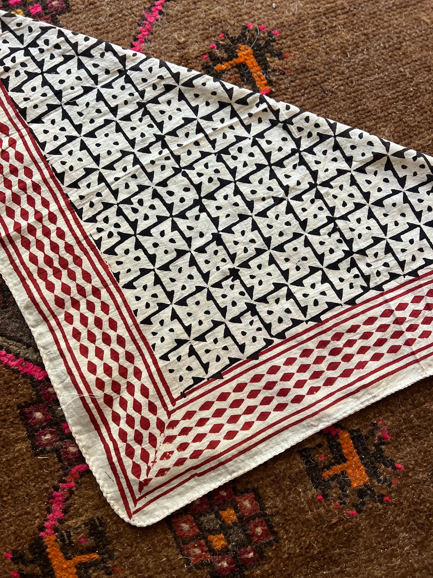 BOOTS ARE MY ROOTS Hand Dyed Black Geometric Pattern Bandana