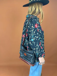 VTG 80's/90's Brown & Black Leather Shoulder Bag
