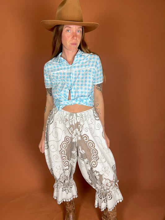 Up-Cycled Lace Long Bloomers 8-12