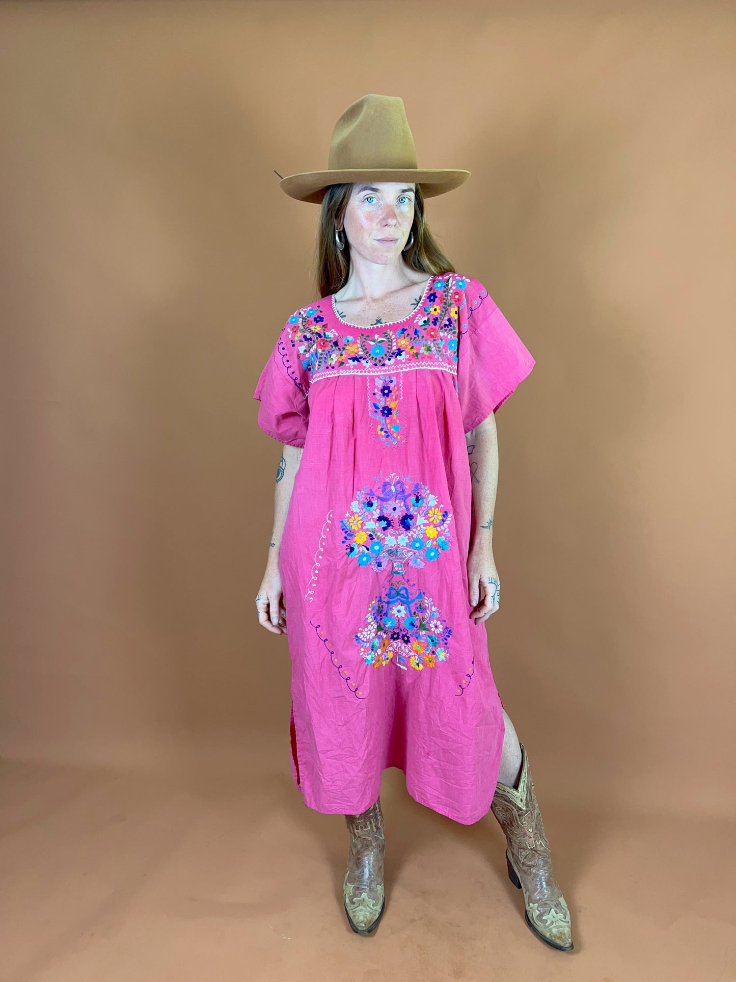 VINTAGE 80's Mexican Embroidered Dress 14-16