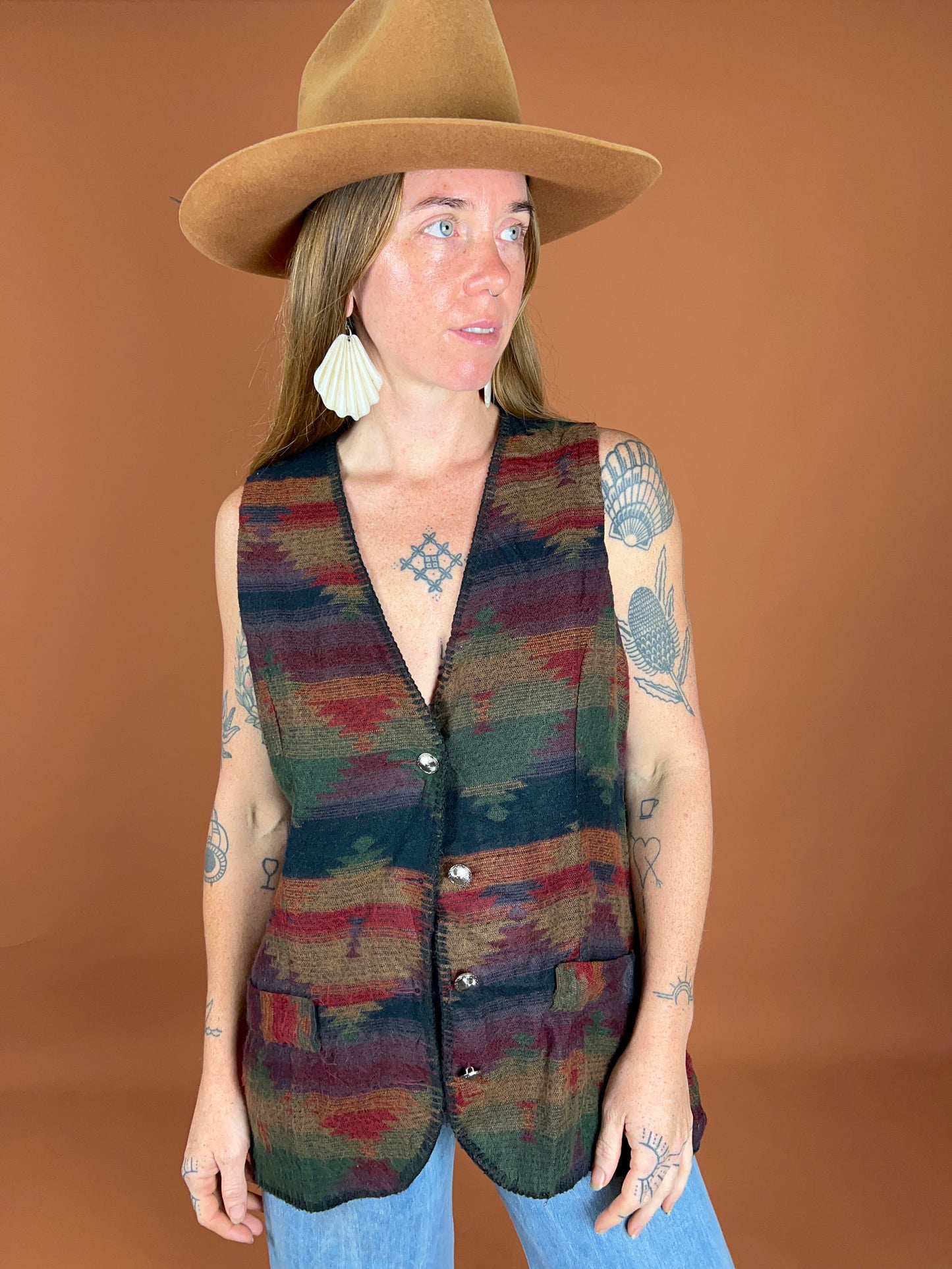 VINTAGE 60's Aztec Wool Vest 12-14