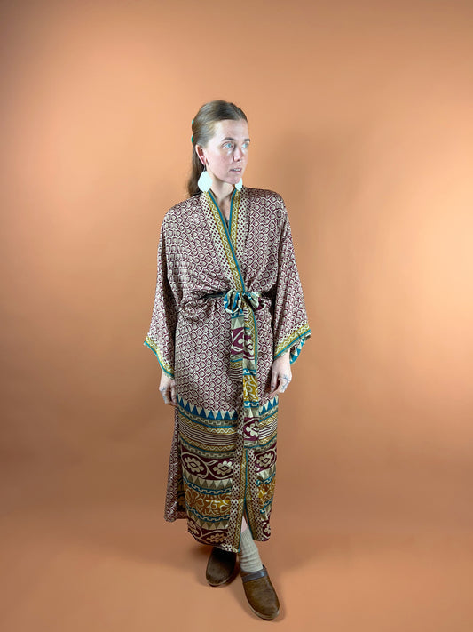 UPCYCLED Indian Silk Robe OS