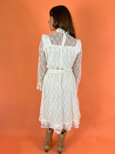 VTG 60's Lace Prairie Dress 12