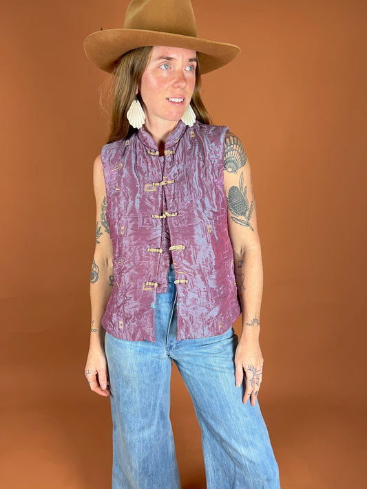 VINTAGE 80's Embroidered Vest 10-12