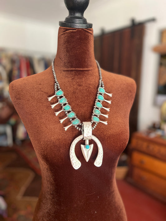 ISAC Squash Blossom Turquoise Necklace
