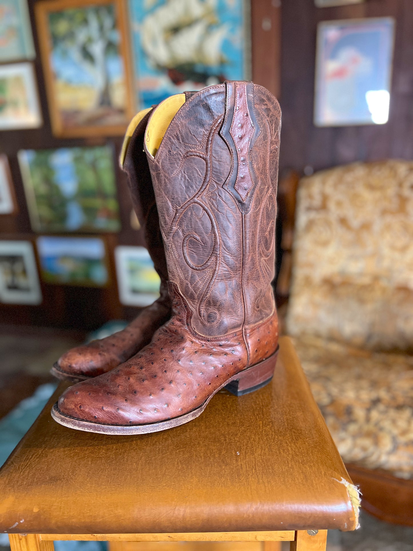 VINTAGE 90's Leather Cowboy Boots 9/39.5