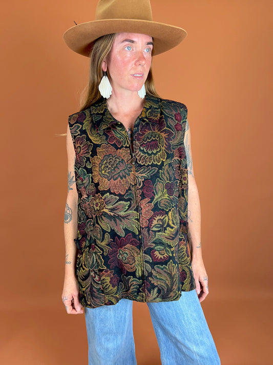 VINTAGE 80's Brocade Vest 16