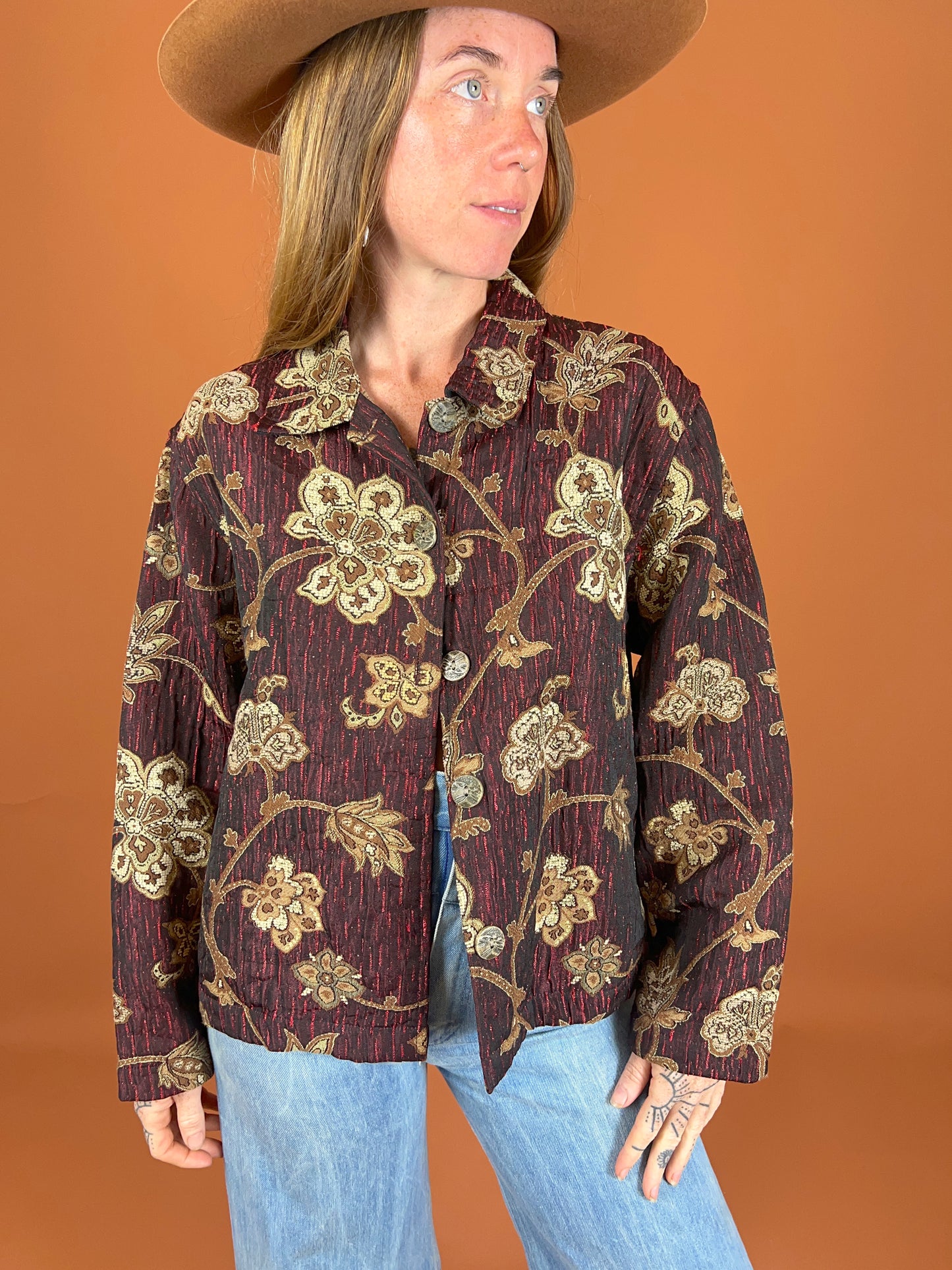 VINTAGE 80's Brocade Floral Jacket 12-14