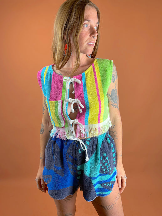 SECOND SHINE SLOW FASHION Towel Tie Front Vest 8-12