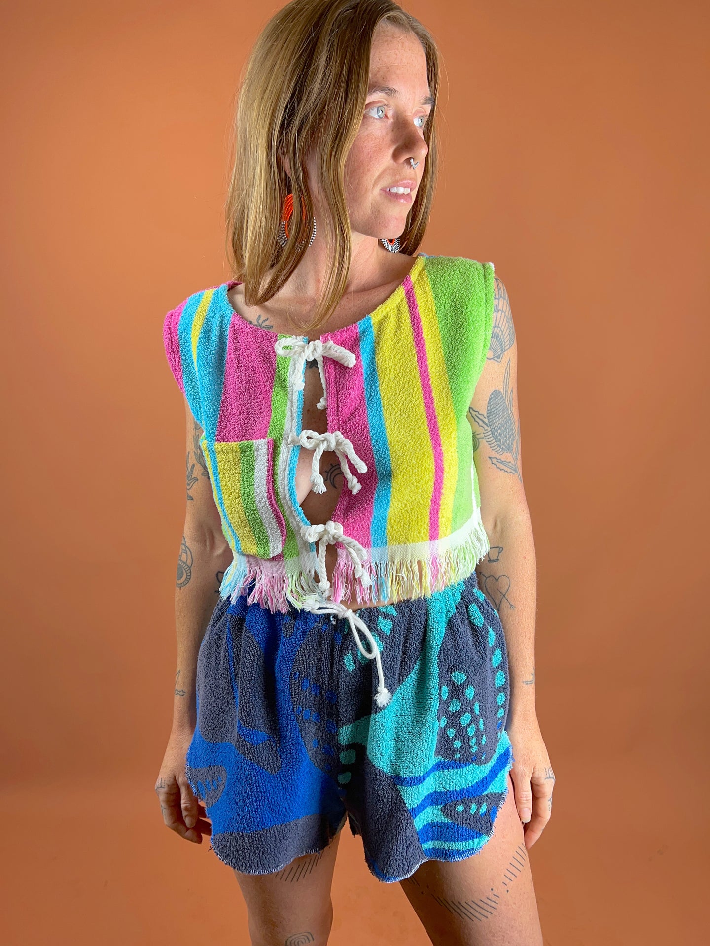 SECOND SHINE SLOW FASHION Towel Tie Front Vest 8-12