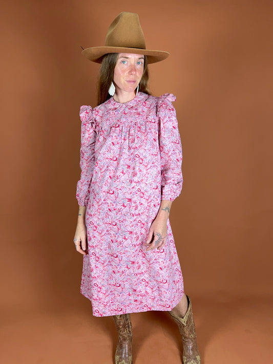 VINTAGE 60's Cotton Prairie Dress 6-8