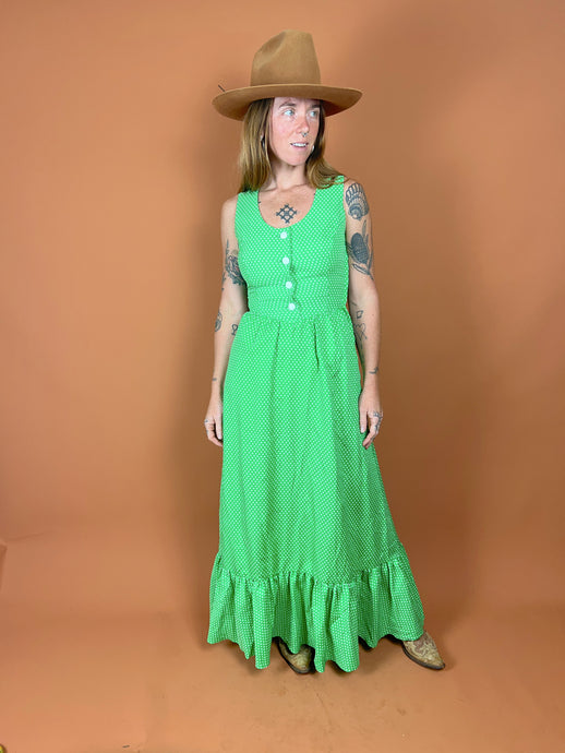 VTG 60's Polka Dot Maxi Dress 6-8