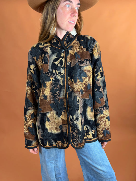 VINTAGE 80's Brocade Reversible Jacket 14-16