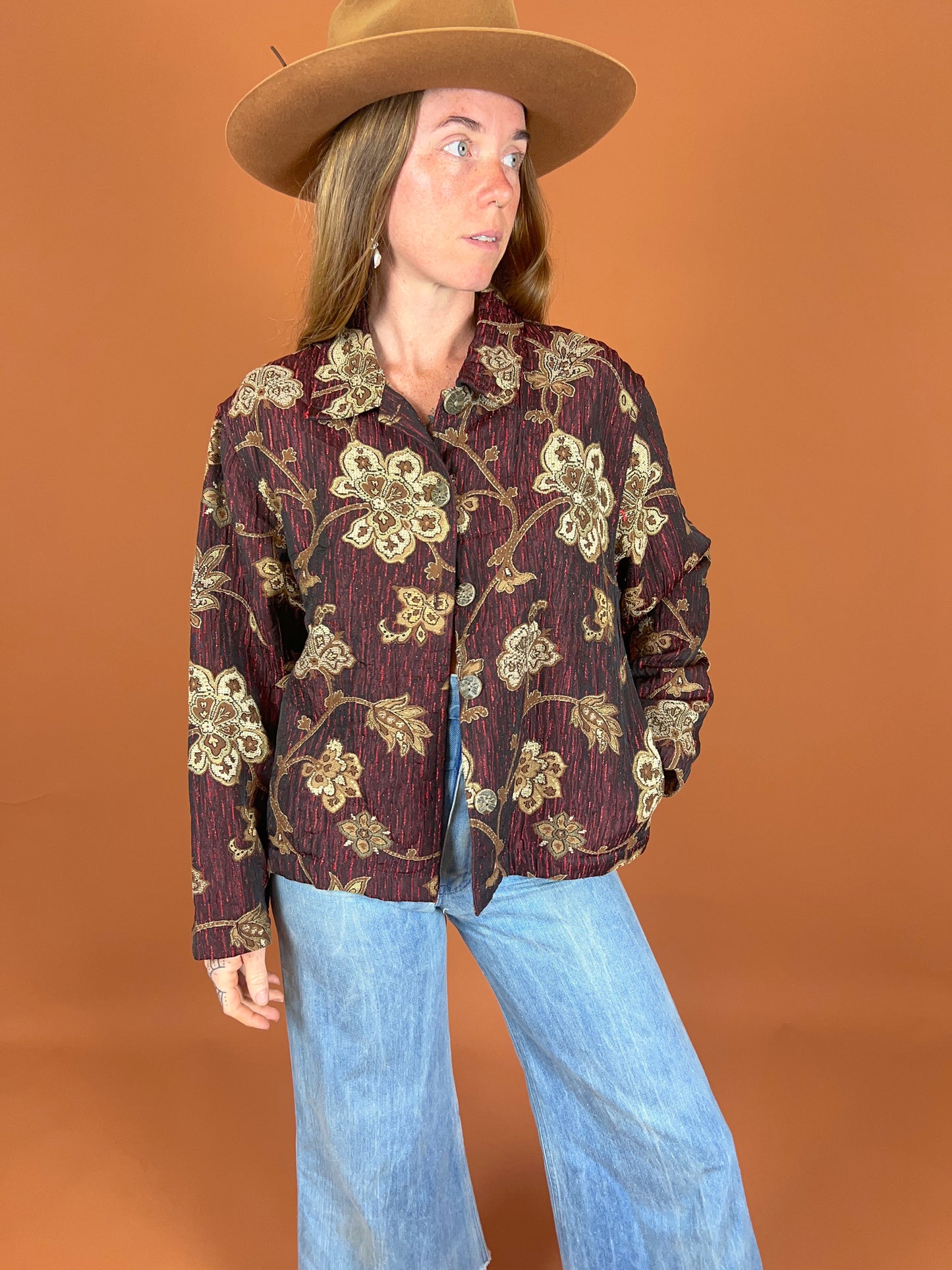 VINTAGE 80's Brocade Floral Jacket 12-14