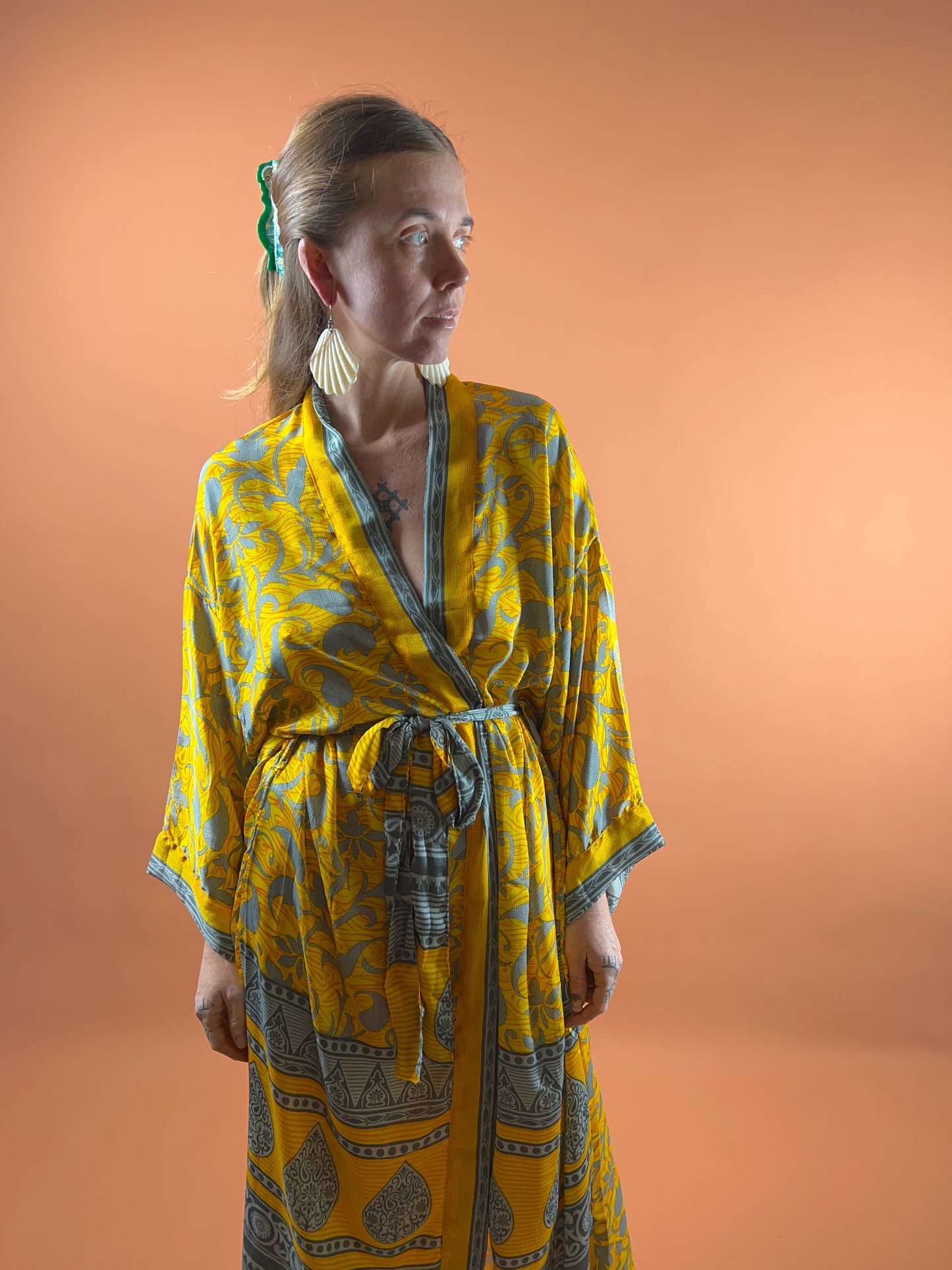 UPCYCLED Indian Silk Robe OS